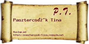 Pasztercsák Tina névjegykártya